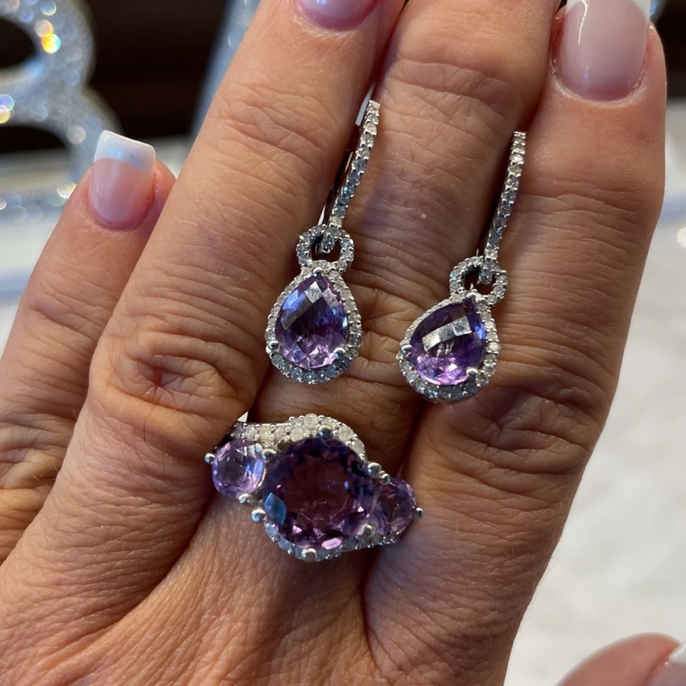 Elegant Purple Amethyst Gemstone Jewelry Set